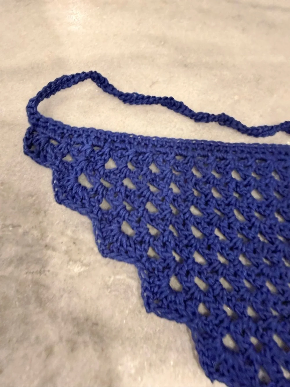 Handmade Crochet Kerchief Head Scarf Cotton Boho Triangle Wrap Fest Cottagecore